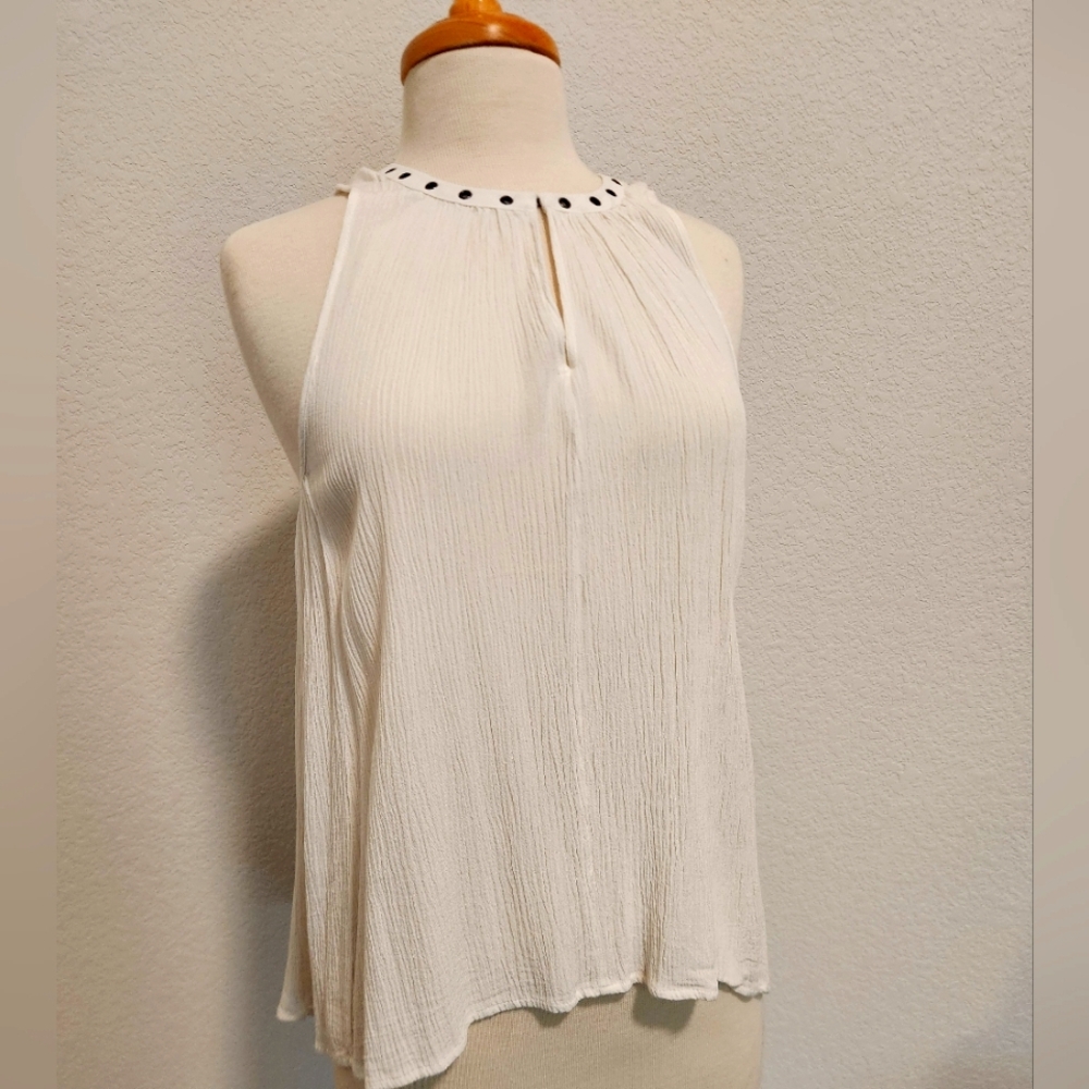 Mossimo Supply Co. White Pleated Tank Top